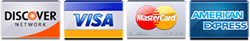 We accept Discover, Visa, MasterCard, American Express.